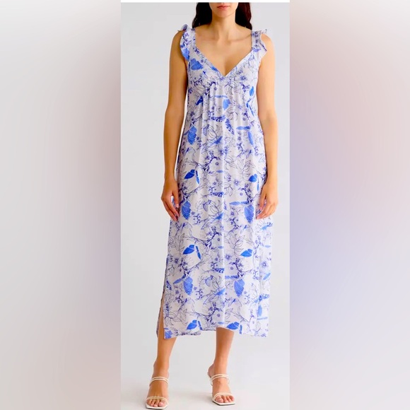 Floral Maxi Sun-Dress/Blue & White - Size Small/Nordstrom - Picture 2 of 5